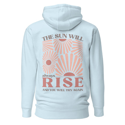 Sonnen Hoodie mit Rückenprint | The Sun Will Always Rise | Positives Statement - YogaStylz