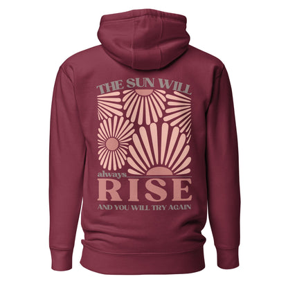 Sonnen Hoodie mit Rückenprint | The Sun Will Always Rise | Positives Statement - YogaStylz