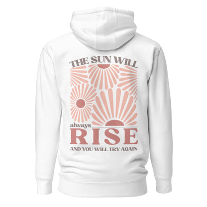 Sonnen Hoodie mit Rückenprint | The Sun Will Always Rise | Positives Statement - YogaStylz