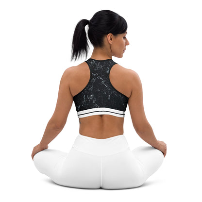 Sport - BH mit Marmor - Design & weißen Streifen - YogaStylz