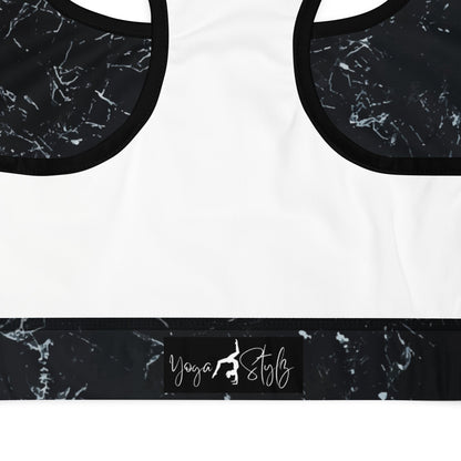 Sport - BH mit Marmor - Design & weißen Streifen - YogaStylz