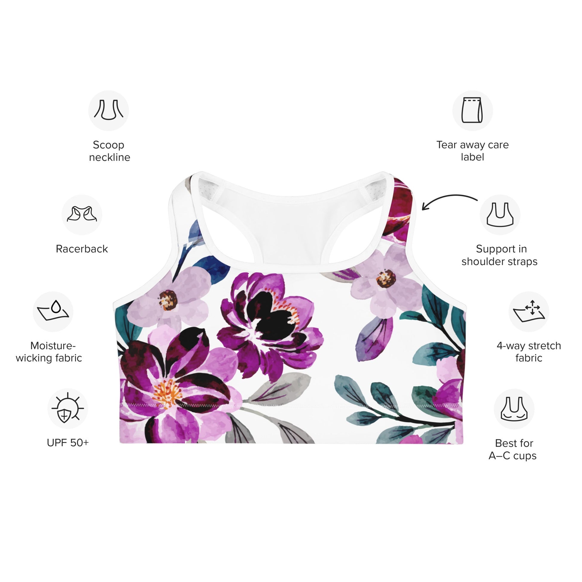 Sport - BH mit zartem Blumenmuster - YogaStylz