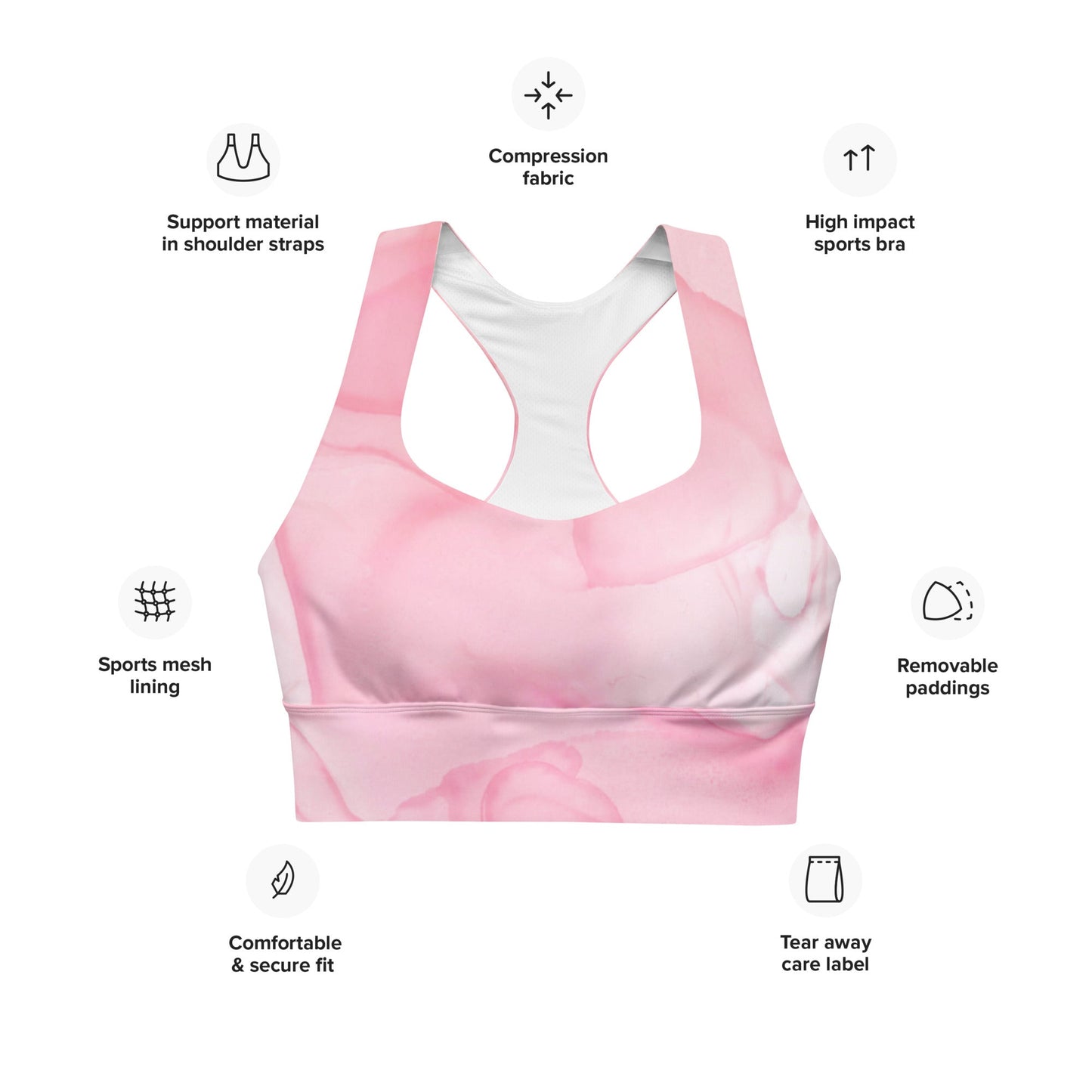 Sport - BH Pinkes Marmor - Muster - YogaStylz