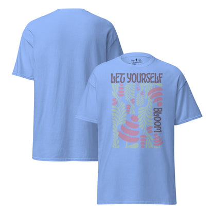 T-Shirt „Let Yourself Bloom“ | Florales Design | Klassisches Baumwollshirt mit Botschaft - YogaStylz