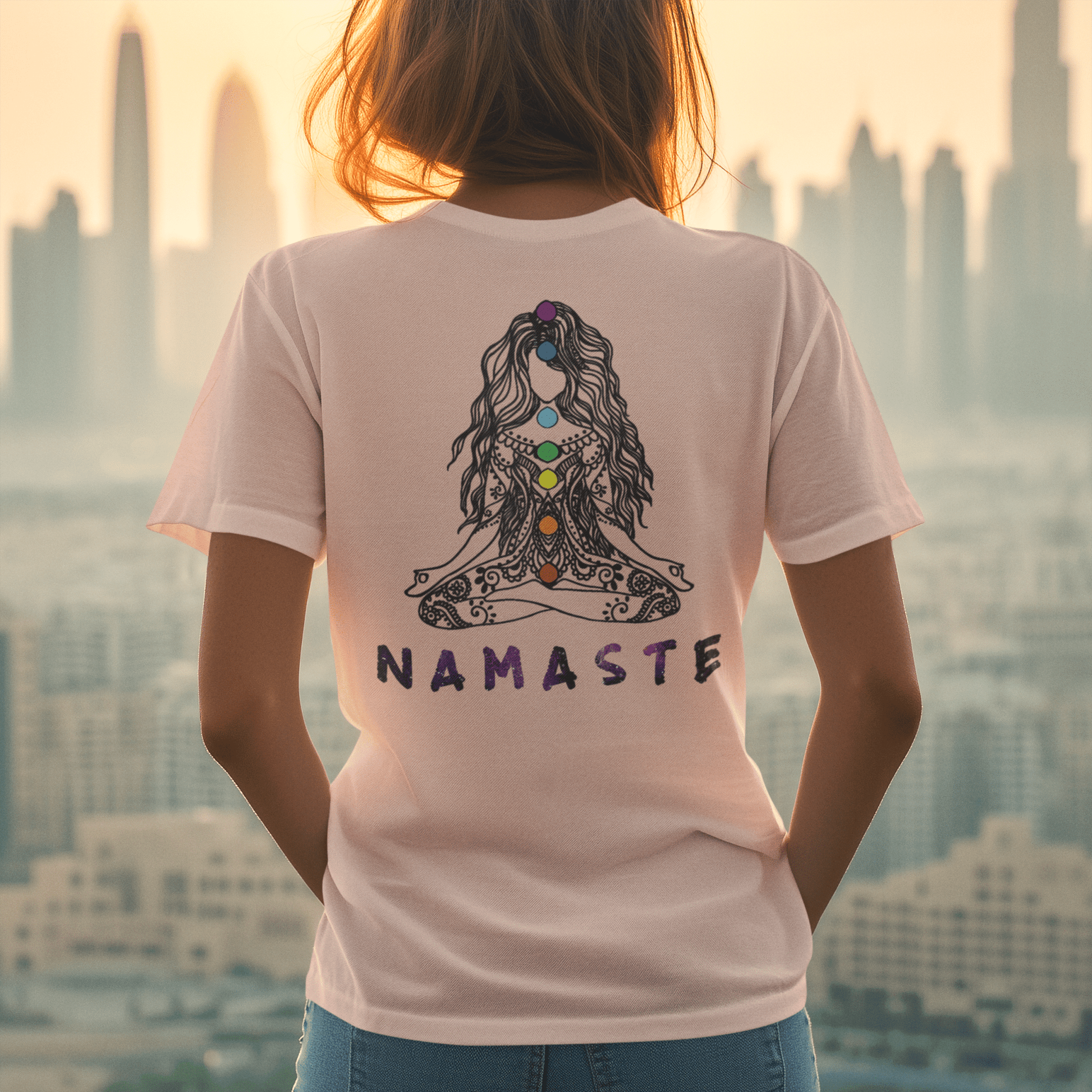 Unisex - Bio - Baumwoll - T-Shirt Chakra Namaste Boho Yoga - YogaStylz