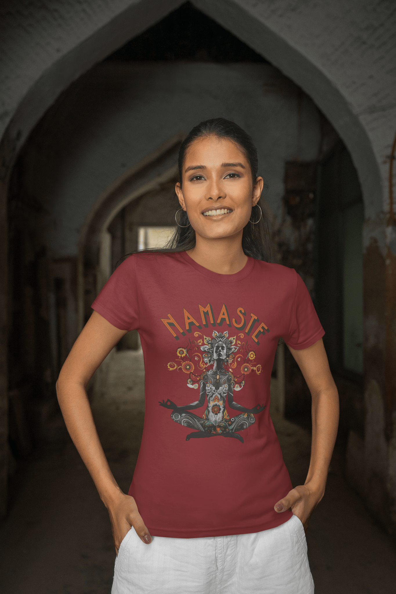Unisex - Bio - Baumwoll - T-Shirt meditierender Frau - YogaStylz