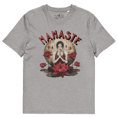 Unisex - Bio - Baumwoll - T-Shirt mit meditierender Frau & Rosen - YogaStylz