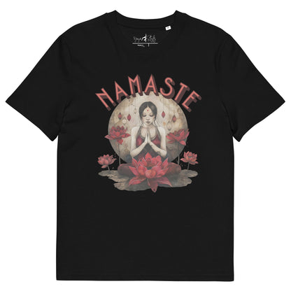 Unisex - Bio - Baumwoll - T-Shirt mit meditierender Frau & Rosen - YogaStylz