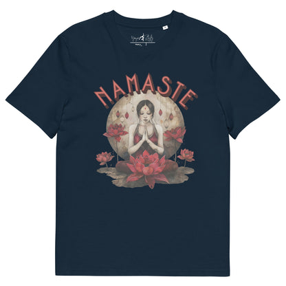 Unisex - Bio - Baumwoll - T-Shirt mit meditierender Frau & Rosen - YogaStylz