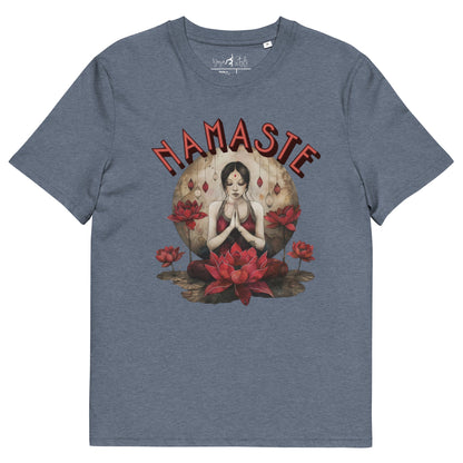 Unisex - Bio - Baumwoll - T-Shirt mit meditierender Frau & Rosen - YogaStylz