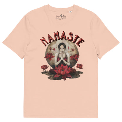 Unisex - Bio - Baumwoll - T-Shirt mit meditierender Frau & Rosen - YogaStylz