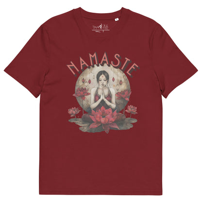 Unisex - Bio - Baumwoll - T-Shirt mit meditierender Frau & Rosen - YogaStylz