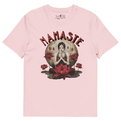 Unisex - Bio - Baumwoll - T-Shirt mit meditierender Frau & Rosen - YogaStylz