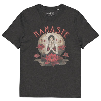 Unisex - Bio - Baumwoll - T-Shirt mit meditierender Frau & Rosen - YogaStylz