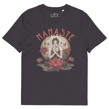Unisex - Bio - Baumwoll - T-Shirt mit meditierender Frau & Rosen - YogaStylz