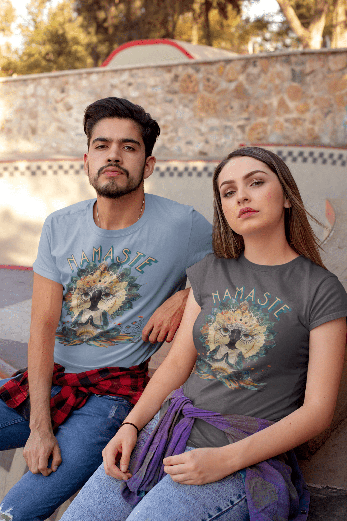 Unisex - Bio - Baumwoll - T-Shirt Namaste Boho Yoga - YogaStylz