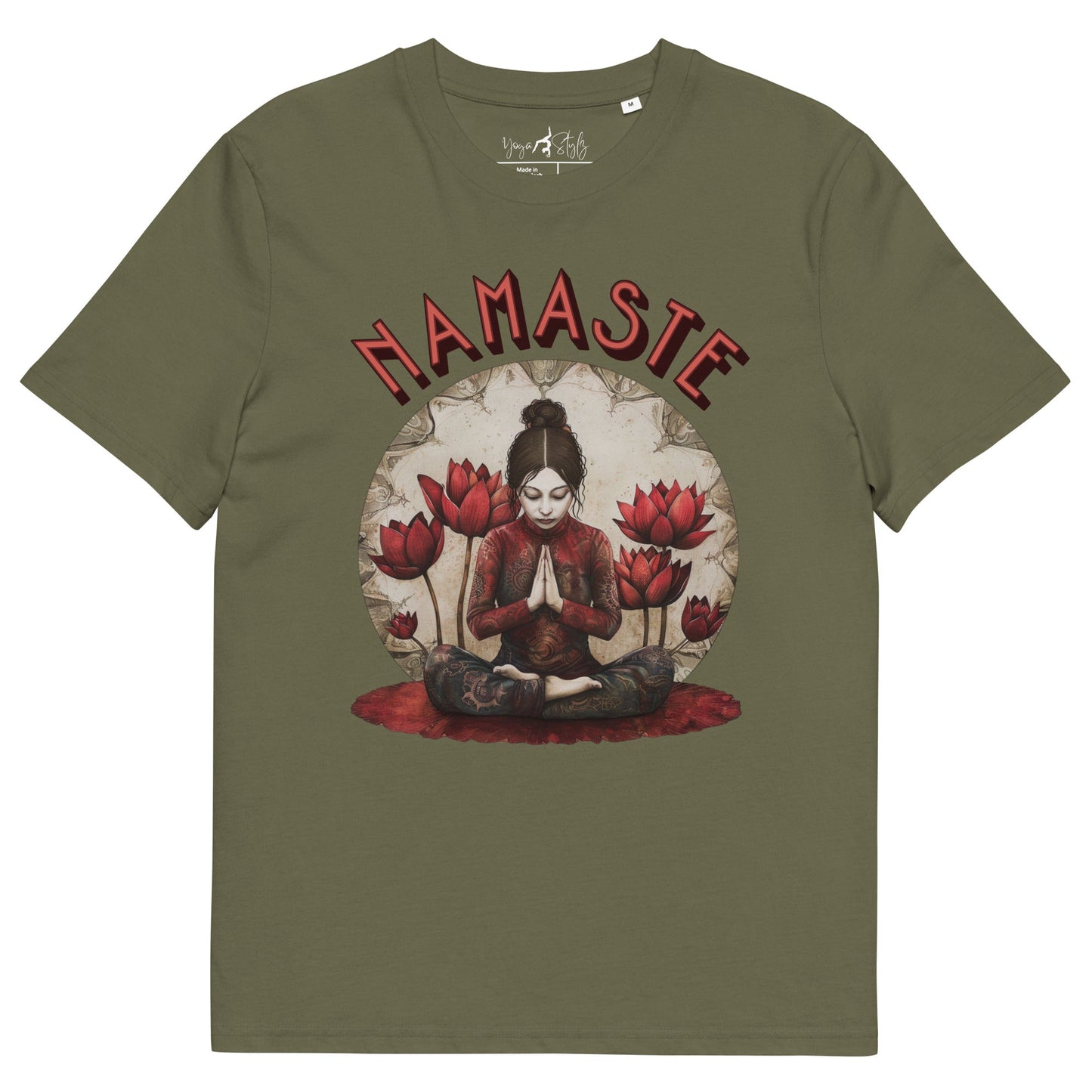 Unisex - Bio - Baumwoll - T-Shirt Spirituelle Ruhe trifft florale Kraft - YogaStylz