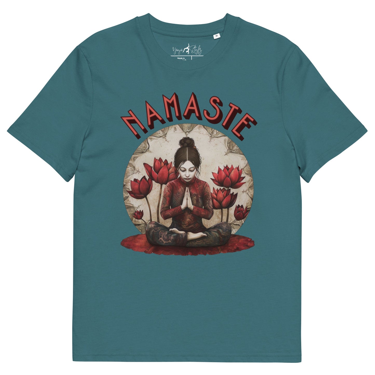 Unisex - Bio - Baumwoll - T-Shirt Spirituelle Ruhe trifft florale Kraft - YogaStylz