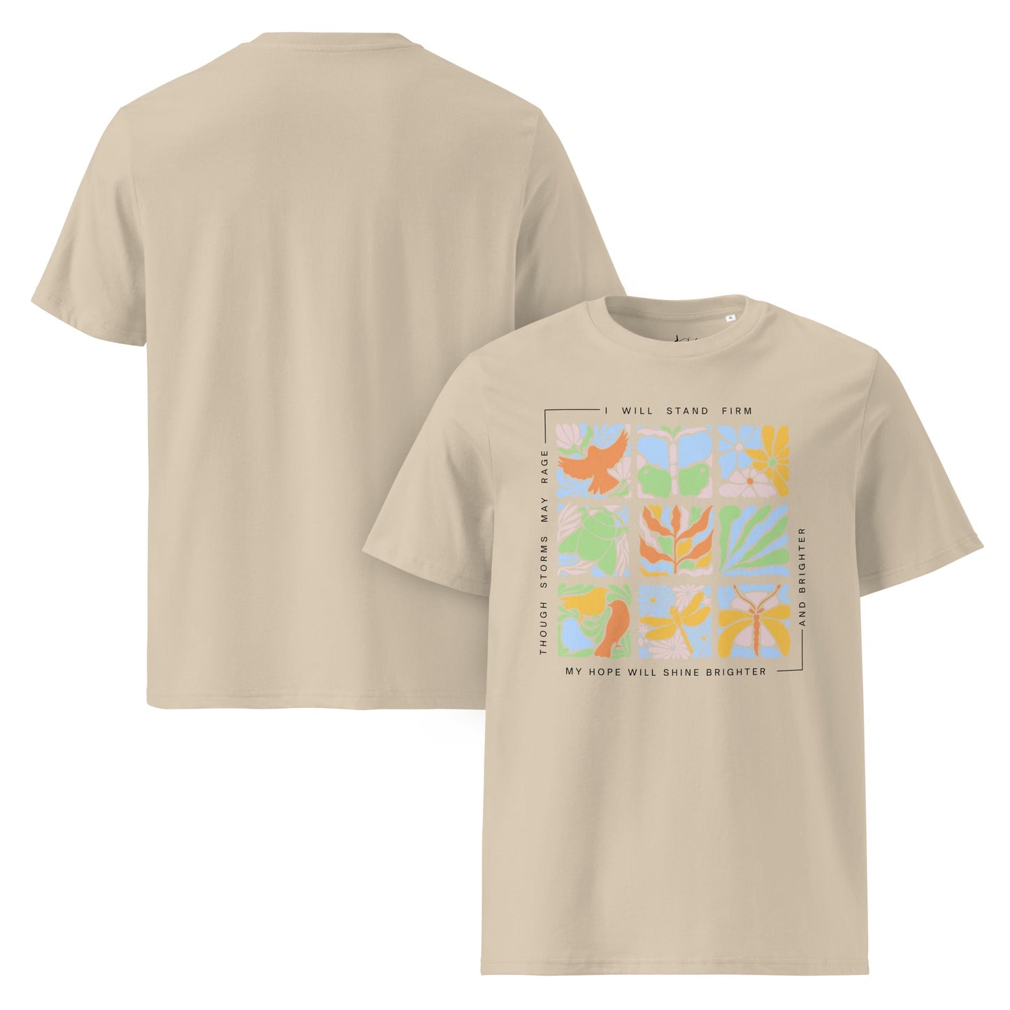 Unisex Bio T-Shirt „Nature Tiles“ – Retro Floral & Animal Art Design - YogaStylz