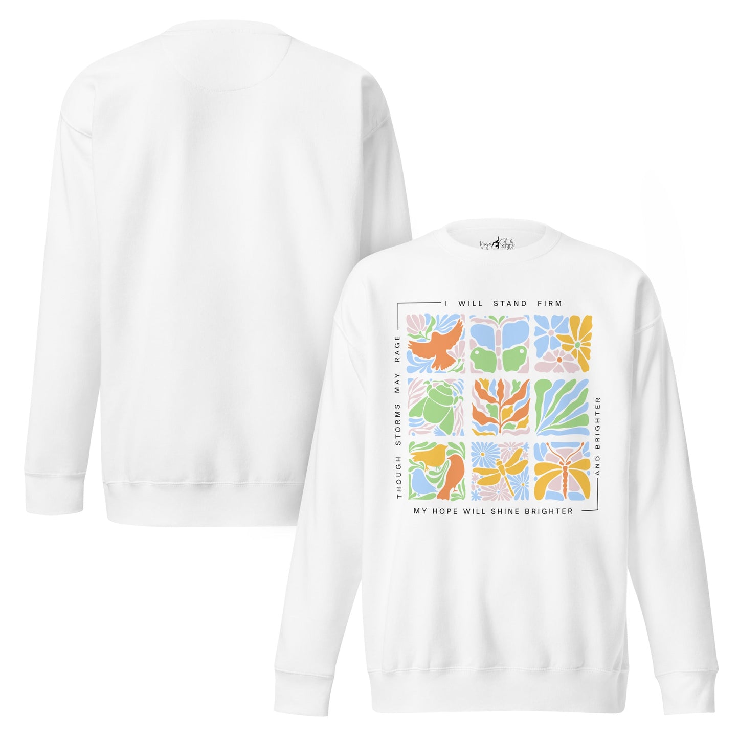 Unisex Premium Sweatshirt „Nature Tiles“ – Retro Floral & Animal Art - YogaStylz