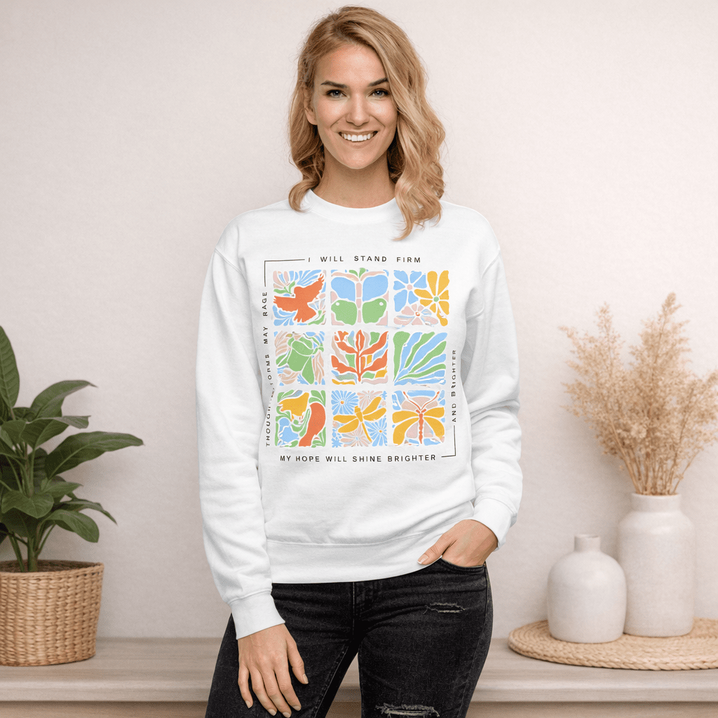 Unisex Premium Sweatshirt „Nature Tiles“ – Retro Floral & Animal Art - YogaStylz