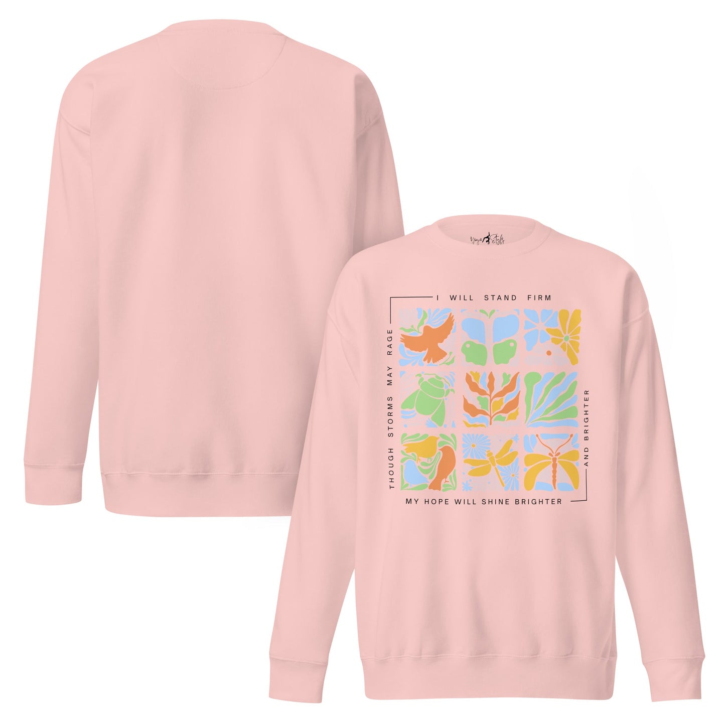 Unisex Premium Sweatshirt „Nature Tiles“ – Retro Floral & Animal Art - YogaStylz