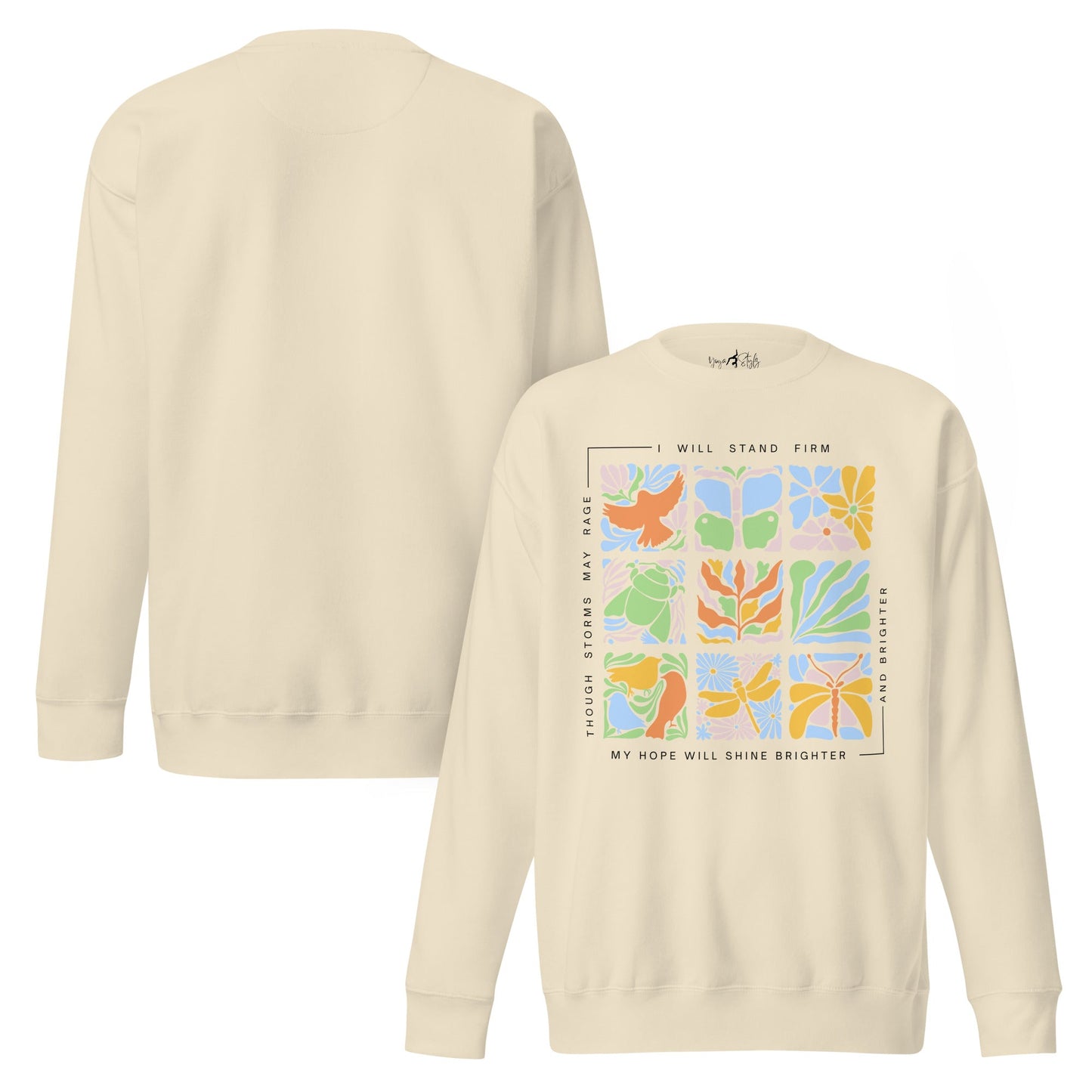 Unisex Premium Sweatshirt „Nature Tiles“ – Retro Floral & Animal Art - YogaStylz