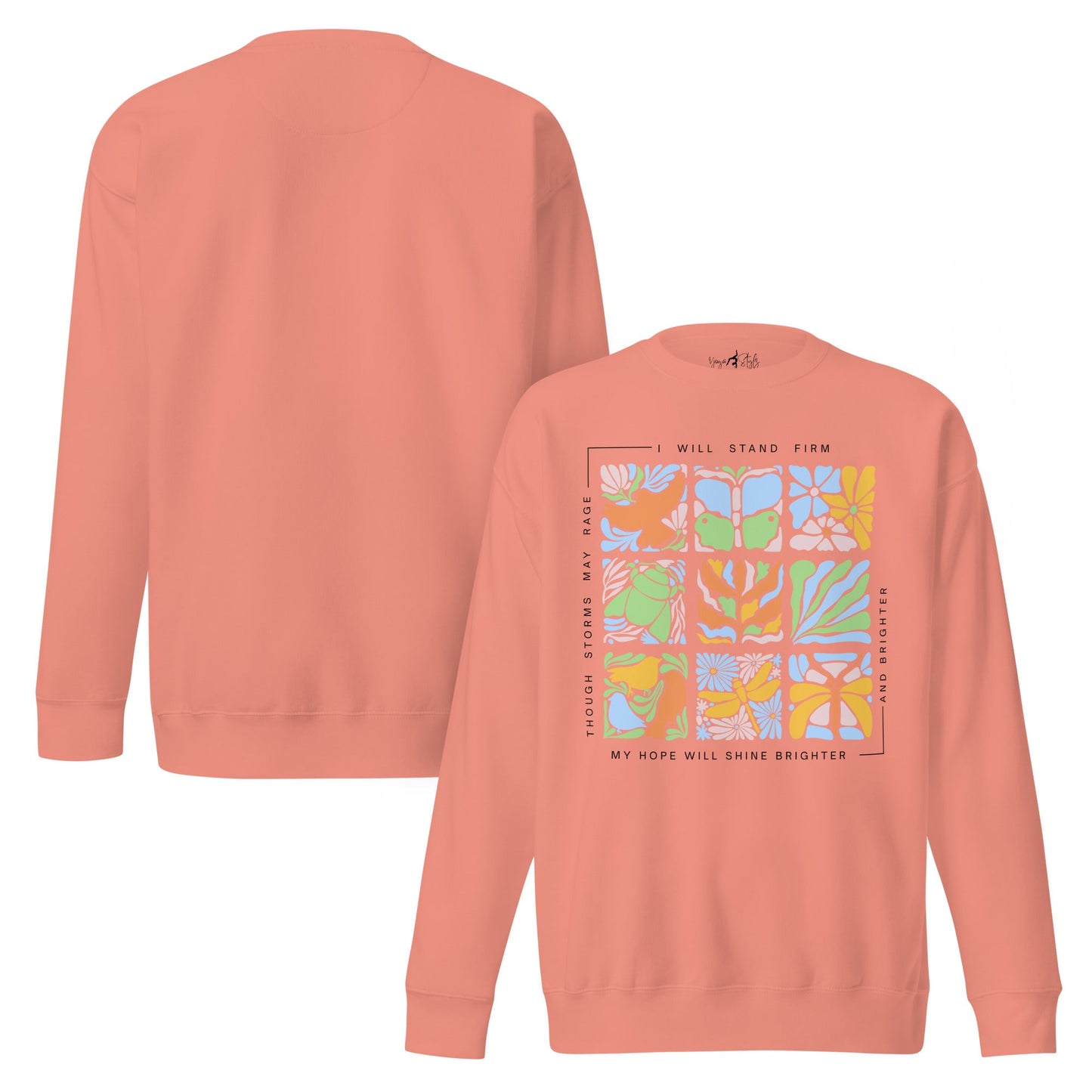 Unisex Premium Sweatshirt „Nature Tiles“ – Retro Floral & Animal Art - YogaStylz