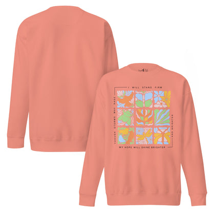 Unisex Premium Sweatshirt „Nature Tiles“ – Retro Floral & Animal Art - YogaStylz