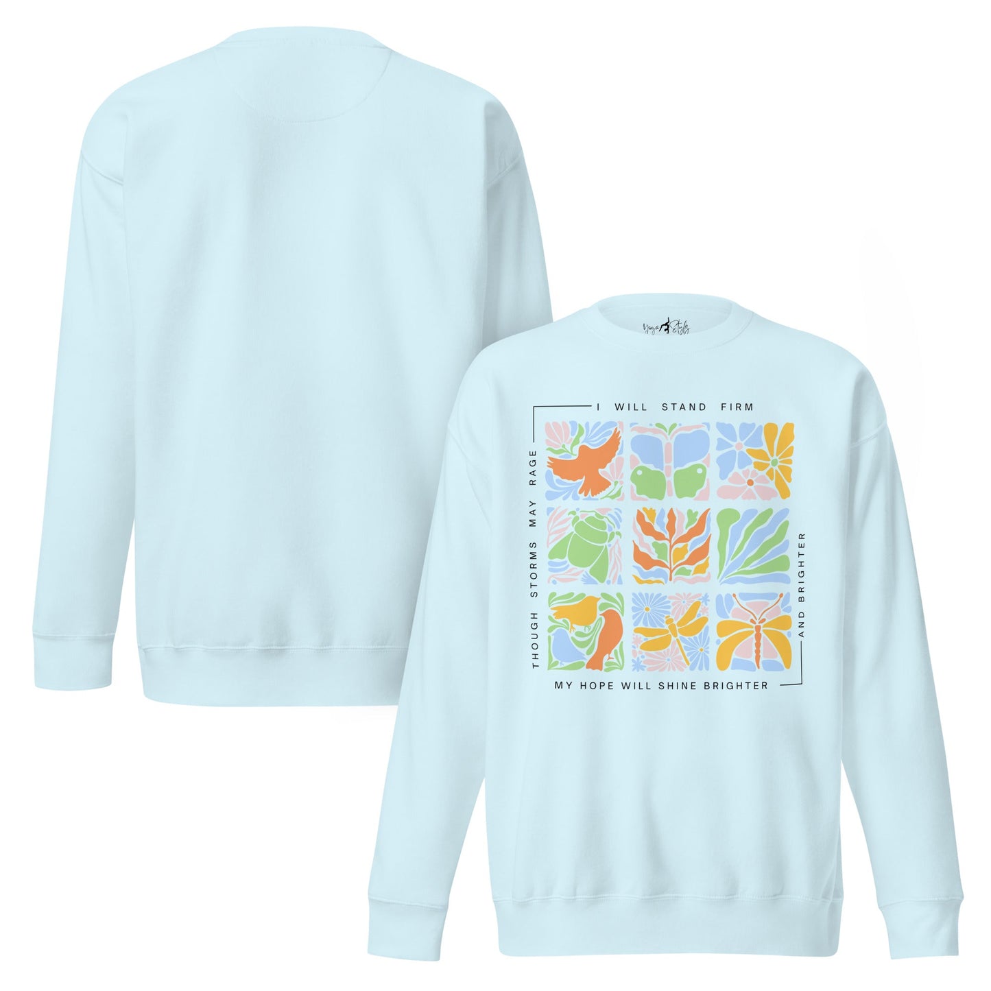 Unisex Premium Sweatshirt „Nature Tiles“ – Retro Floral & Animal Art - YogaStylz