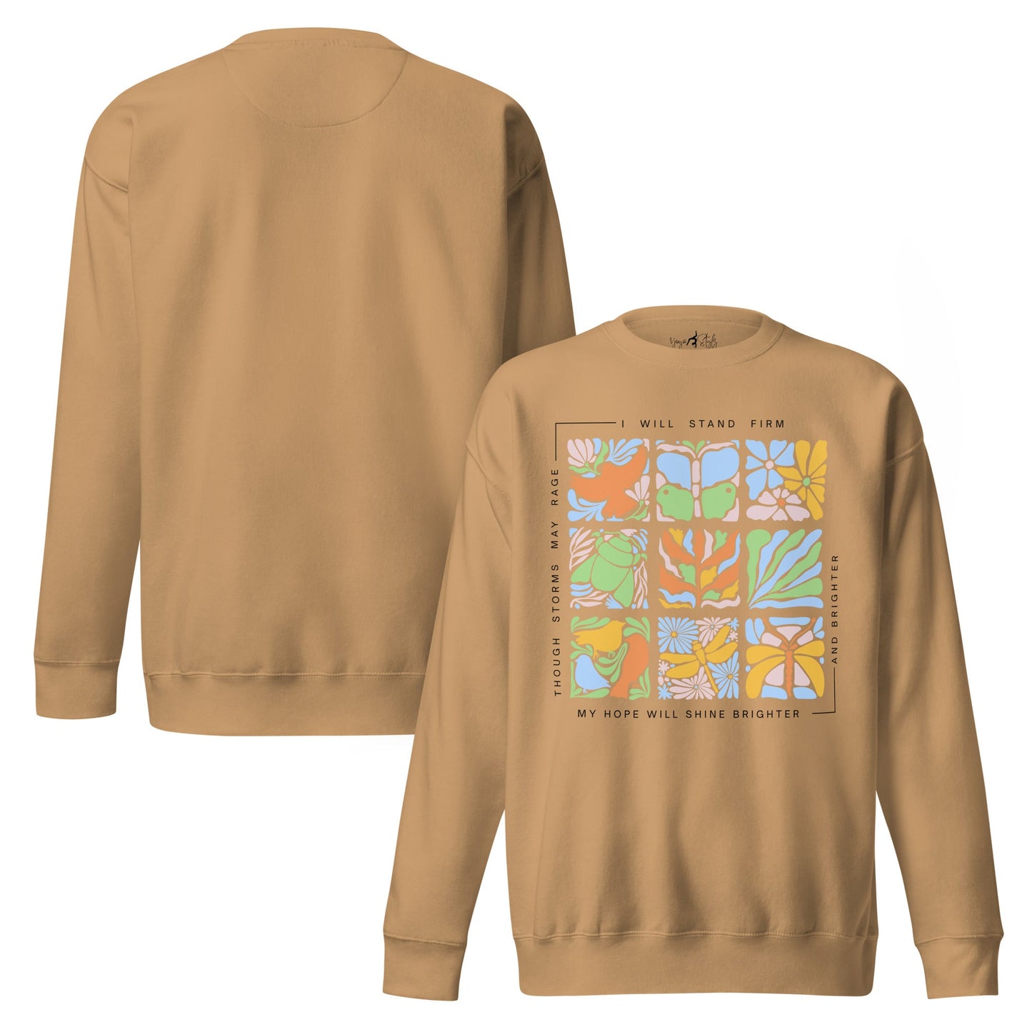 Unisex Premium Sweatshirt „Nature Tiles“ – Retro Floral & Animal Art - YogaStylz