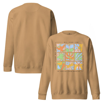 Unisex Premium Sweatshirt „Nature Tiles“ – Retro Floral & Animal Art - YogaStylz