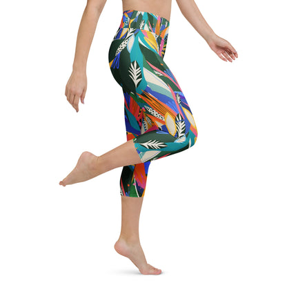 Yoga - Capri - Leggings Abstraktes Blumenmuster - YogaStylz