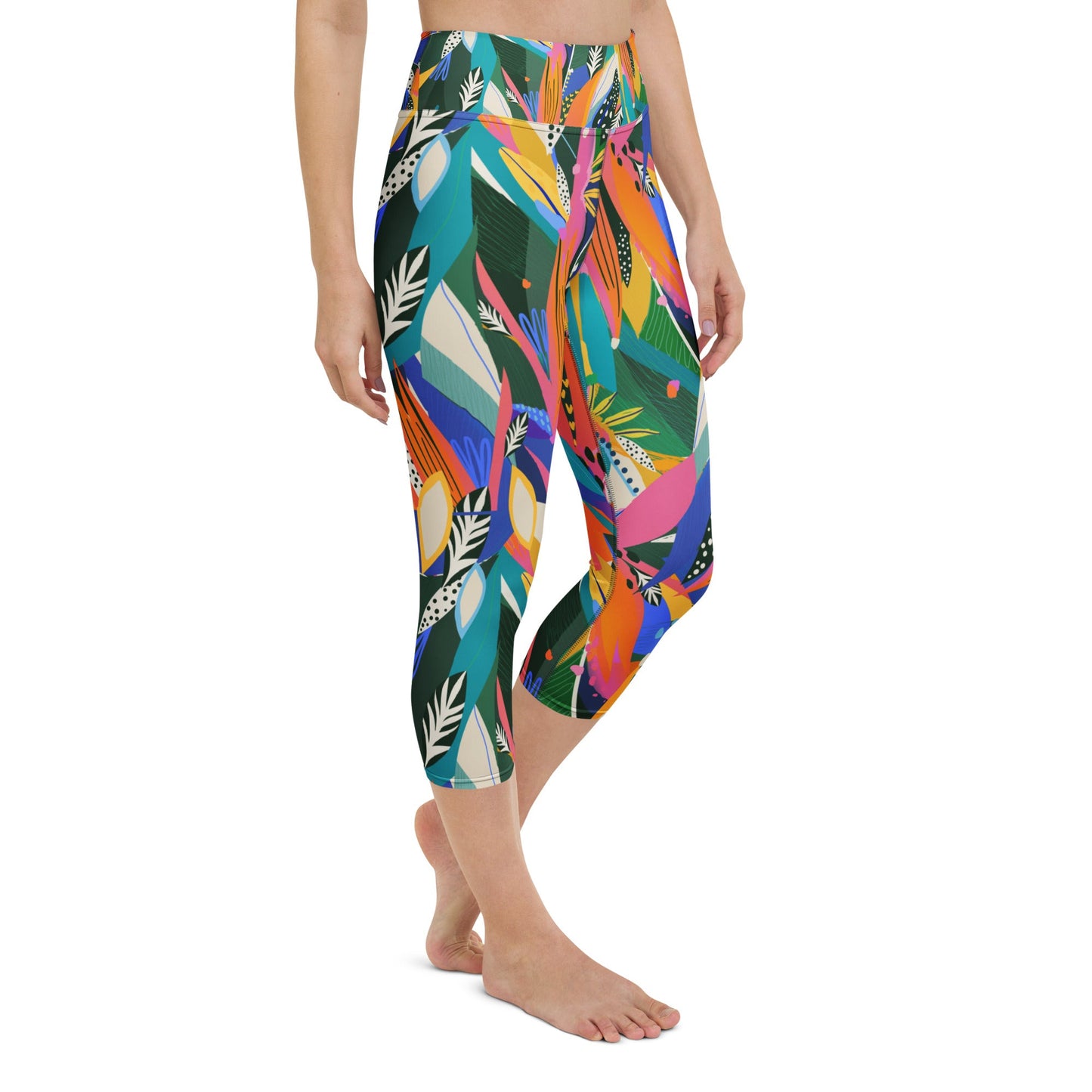 Yoga - Capri - Leggings Abstraktes Blumenmuster - YogaStylz