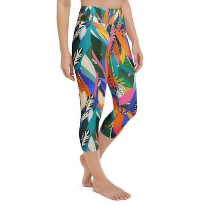 Yoga - Capri - Leggings Abstraktes Blumenmuster - YogaStylz