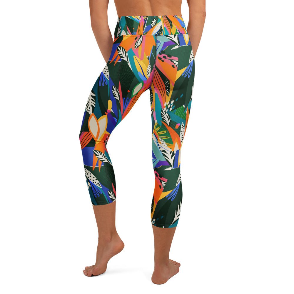 Yoga - Capri - Leggings Abstraktes Blumenmuster - YogaStylz