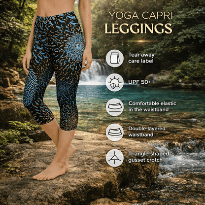 Yoga Capri - Leggings Blau Schwarz Bequeme Sport - Capri - YogaStylz