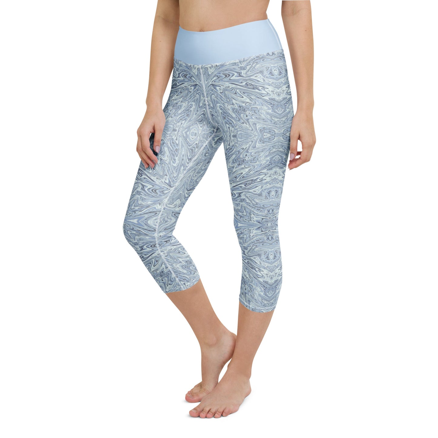 Yoga - Capri - Leggings Hellblau Abstrakt - YogaStylz