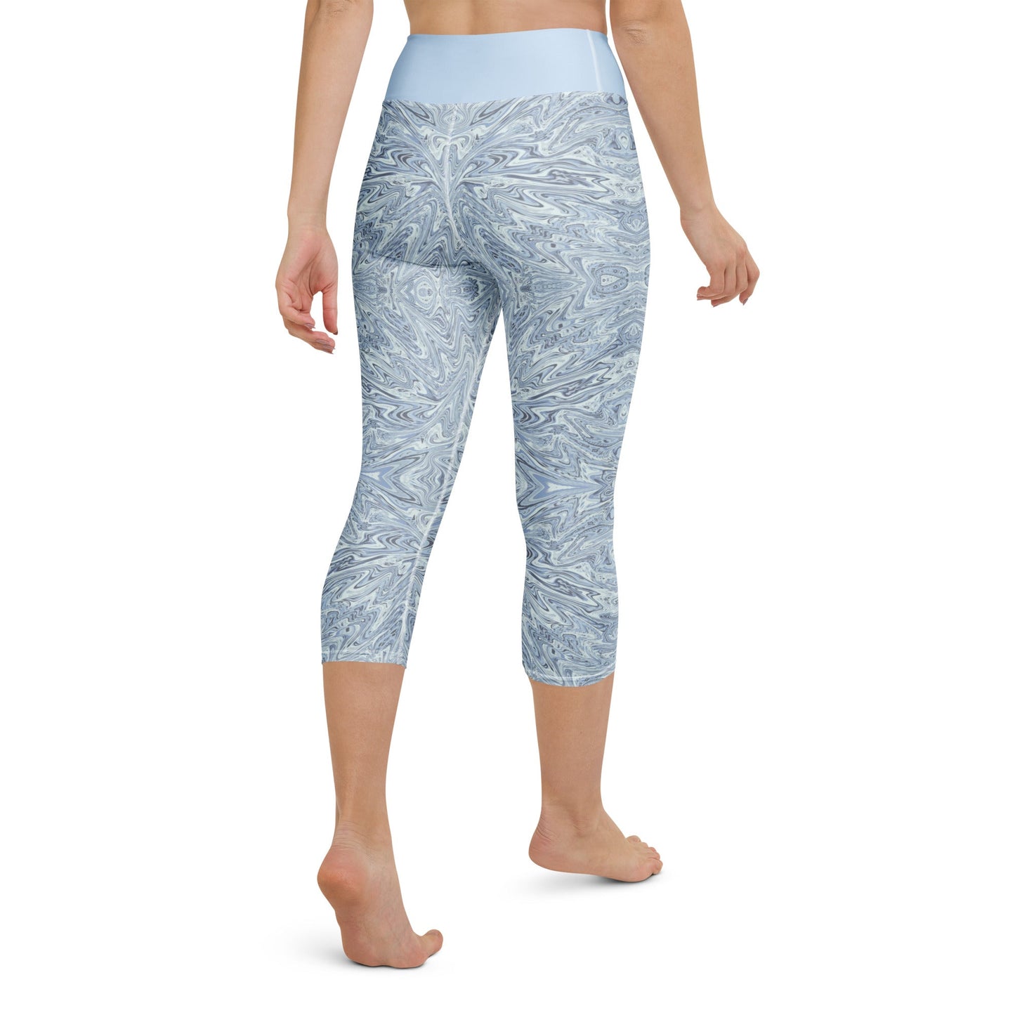Yoga - Capri - Leggings Hellblau Abstrakt - YogaStylz