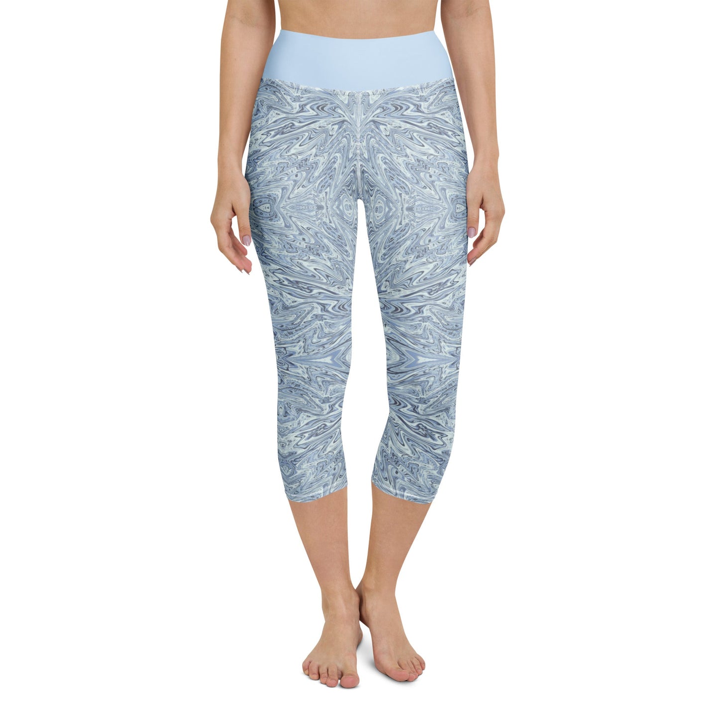 Yoga - Capri - Leggings Hellblau Abstrakt - YogaStylz
