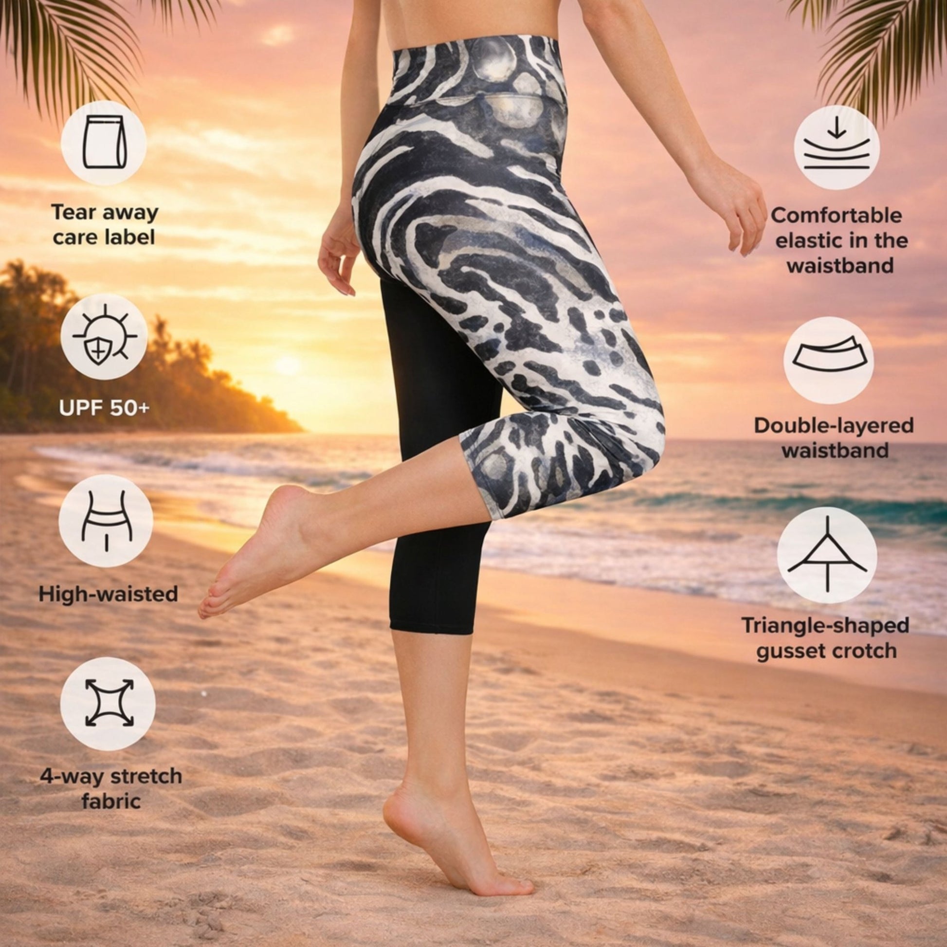 Yoga - Capri - Leggings mit Leoparden - Print - YogaStylz