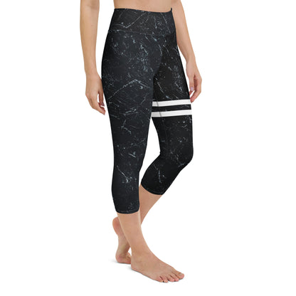 Yoga - Capri - Leggings mit Marmor - Design & weißen Streifen - YogaStylz