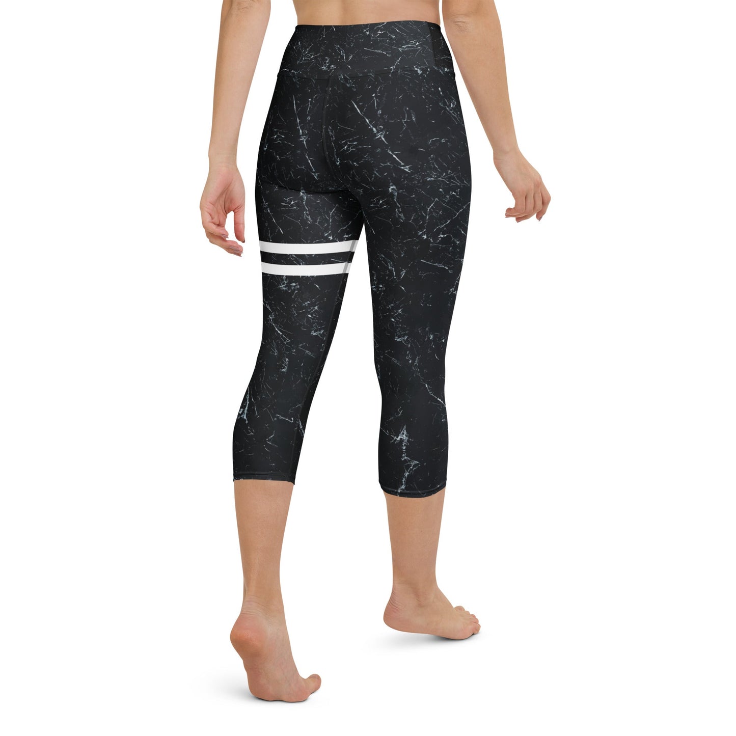 Yoga - Capri - Leggings mit Marmor - Design & weißen Streifen - YogaStylz