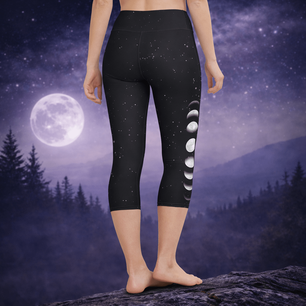Yoga - Capri - Leggings Mondphasen auf Sternenhimmel - YogaStylz