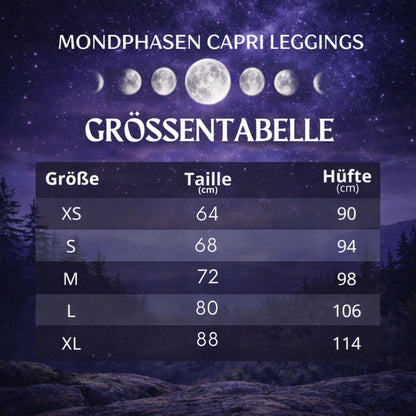 Yoga - Capri - Leggings Mondphasen auf Sternenhimmel - YogaStylz
