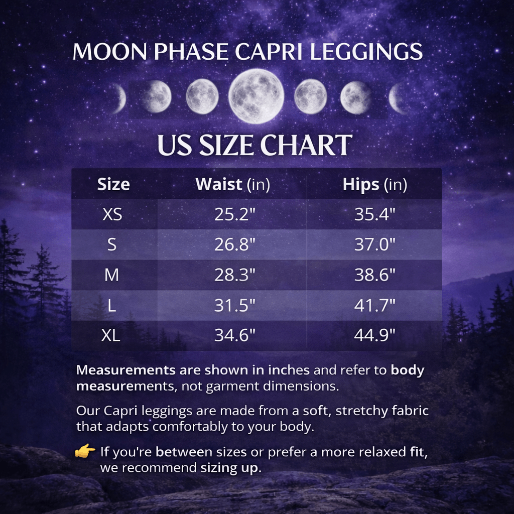 Yoga - Capri - Leggings Mondphasen auf Sternenhimmel - YogaStylz
