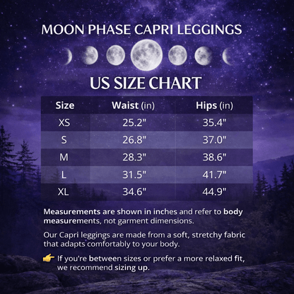 Yoga - Capri - Leggings Mondphasen auf Sternenhimmel - YogaStylz