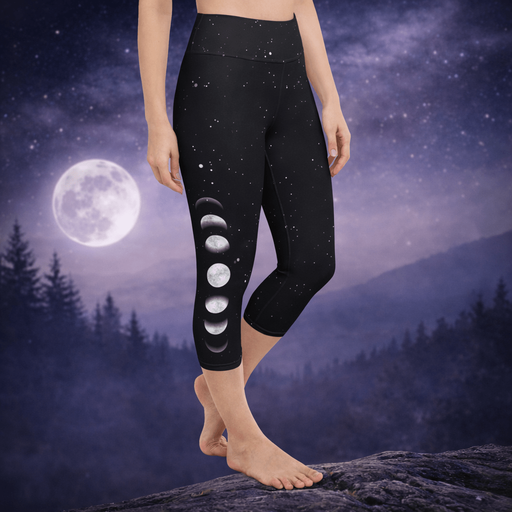 Yoga - Capri - Leggings Mondphasen auf Sternenhimmel - YogaStylz