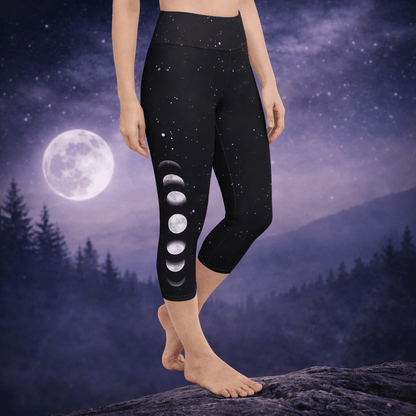 Yoga - Capri - Leggings Mondphasen auf Sternenhimmel - YogaStylz