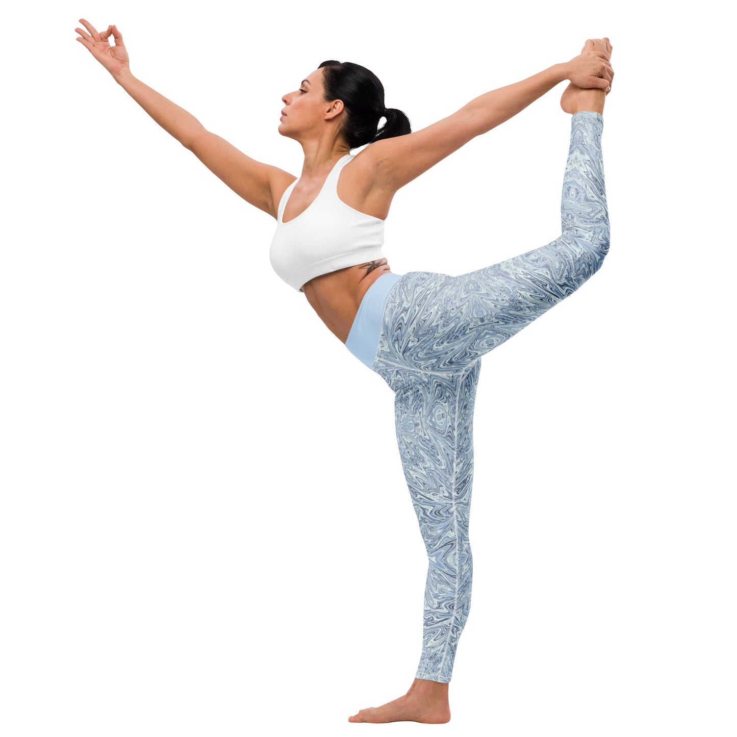 Yoga - Leggings Hellblau Abstrakt - YogaStylz